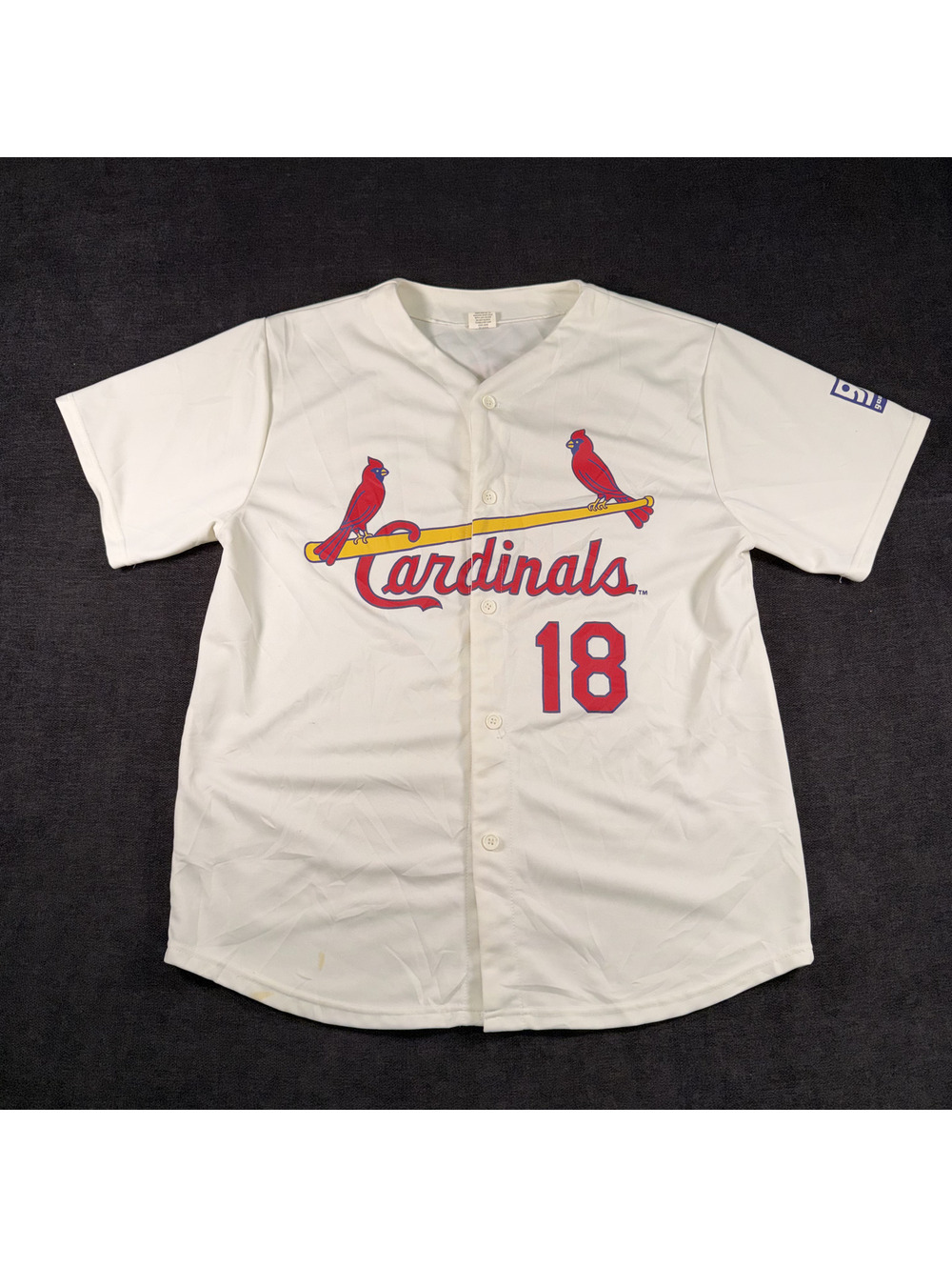 Cardinals #18 White Baseball Jersey XL